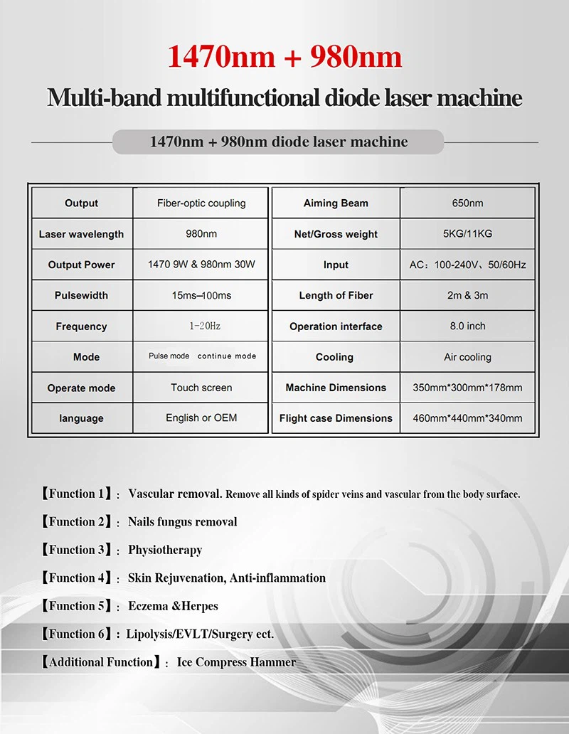 1470nm + 980nm Endolaser Machine